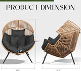 JAMFLY Wicker Egg Chair - Rattan Patio Chair with Cushion, Indoor-Outdoor Lounge Egg Basket Seat for Living Room - Photo 2