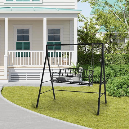 Zimtown Outdoor Swing Frame, Porch Swing Stand,Weatherproof Powder-Coated Metal, 450 lbs Weight Capacity, Sturdy No Wobble, Compatible with Hanging Chairs Swings, for Balcony, Backyard, Garden