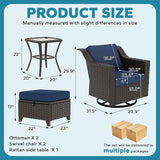 5 Pieces Patio Conversation Furniture Set - Swivel Chairs with Ottomans Set of 2, 1 Side Table - Photo 2