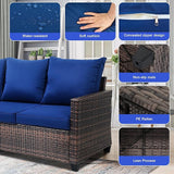 3-Seater Deep Seat Outdoor Sofa - High Back Patio Couch with Water-Resistant Cushions, All-Weather PE Rattan for Patio - Photo 6