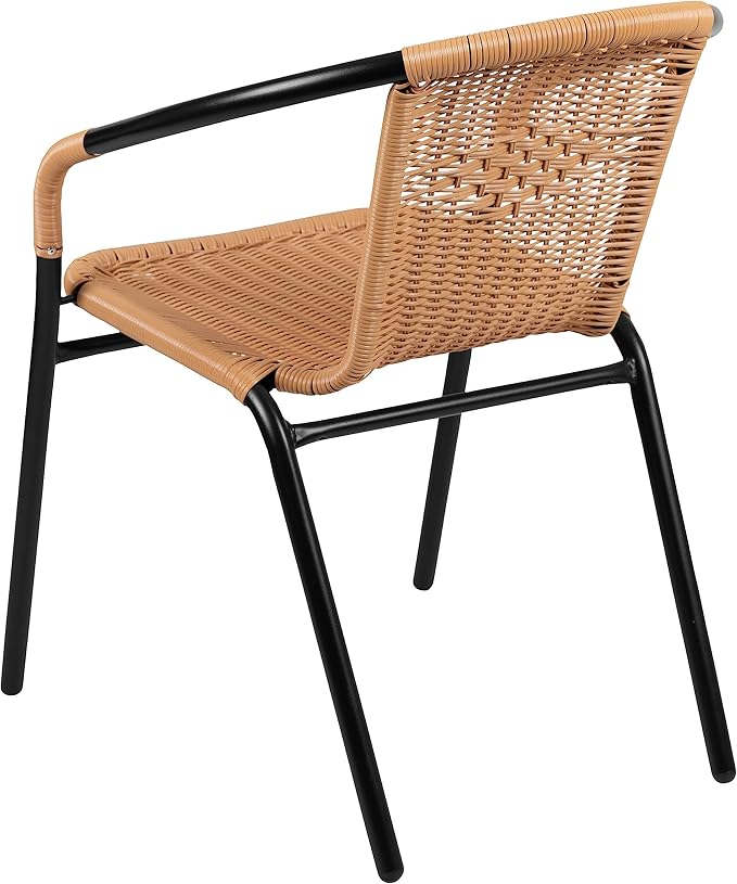 EMMA + OLIVER Set of 2 Modern Rattan Indoor/Outdoor Stack Chairs - Photo 8