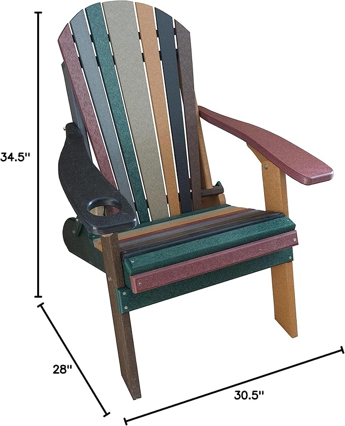Furniture Barn USA Poly Folding Adirondack Chair, Striped Earth Tone