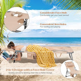 GYMAX Tanning Chair, Folding Lounger with Face/Arm Holes, Carry Handles & Side Pocket - Photo 4