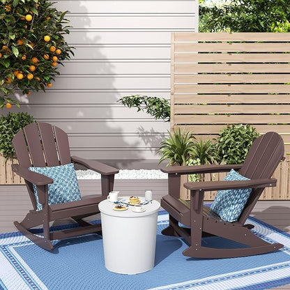 WestinTrends Malibu 2 Piece Set Outdoor/Patio Poly Adirondack Rocking Chairs (2 Seater), Dark Brown