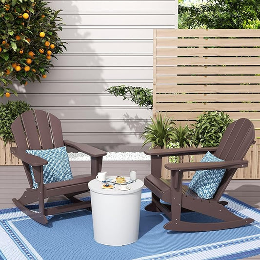WestinTrends Malibu 2 Piece Set Outdoor/Patio Poly Adirondack Rocking Chairs (2 Seater), Dark Brown