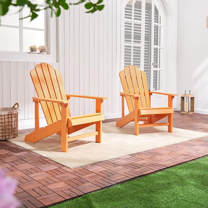 Adirondack Chairs Weather Resistant, Patio Firepit Chair, Sturdy Outside Chairs, Lawn Chairs, Easy Assembly 350lb, for Outdoor Patio Yard