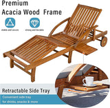 LUMISOL Acacia Wood Chaise Lounge Chair Set of 2, Patio Outdoor Chaise Lounge with Cushions, Adjustable Backrest - Photo 5