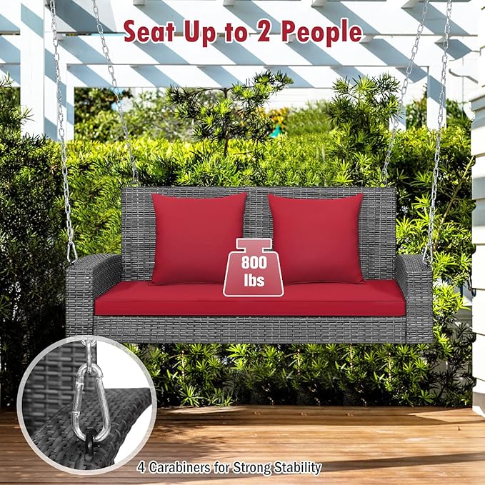 Tangkula 2 Person Wicker Hanging Porch Swing - Photo 5