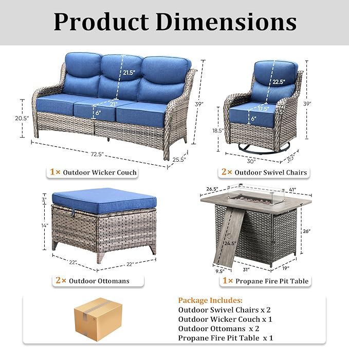 Luxury Patio Furniture Set with 42.5" Fire Pit Table - Photo 8