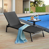 COSTWAY Patio Lounge Chair Outdoor, 6-Position Backrest Adjustable Pool Lounger, Metal Frame & Breathable Fabric - Photo 3
