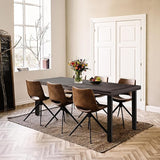 Flamaker Dining Table for 6 FSC Acacia Wood Indoor Outdoor Home Kitchen Table with Iron Legs Large Rectangular Patio - Photo 4