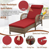HOMEDIARY Outdoor Wicker Lounge Chair with Cushion, 6-Position Adjustable Patio Chaise Lounge - Photo 5