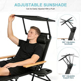 Outdoor Chaise Lounge Chair with 4-Position Adjustable Backrest, Patio Folding Sun Tanning Chair, Pillow & Cup Holder - Photo 5