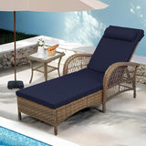 Outdoor Chaise Lounge Chair with Side Table, All Weather PE Rattan Patio Lounge Chair with Cushion - Photo 1