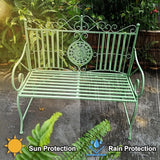 Elegant Metal Garden Bench, Park Benches for Outside Max Load 330 LBS, Vintage Style Outdoor Seating for Patio, Porch - Photo 4