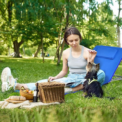 Giantex Beach Chairs for Adults 2 Pack Set with Side Table, Folding Lounge Chairs, 5 Position Adjustable Lawn Chair for Sunbathing, Patio Chaise Lounge Lightweight Backpack Camping Chairs (Navy)