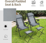 Giantex Set of 2 Patio Dining Chairs with Footstools, Folding Recliner Chairs with 7-Position Adjustable Backrest - Photo 7