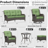 8 Piece Outdoor Wicker Patio Furniture Set, Patio Chairs Set with Thickened Olefin Cushions, High Back and Deep Seating - Photo 2