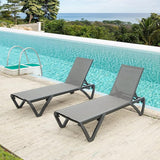 Domi Pool Lounge Chairs, Aluminum Patio Chaise Lounge Set of 2, 5 Position Adjustable Backrest and Wheels - Photo 1