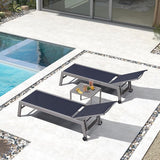 PURPLE LEAF 6-Piece Patio Chaise Lounge Outdoor Pool Lounge Chairs with Adjustable Backrest and Side Tables Aluminum - Photo 2
