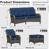 5 Piece Outdoor Wicker Patio Furniture Set, Patio Chairs Set with Thickened Olefin Cushions, High Back and Deep Seating - Photo 2