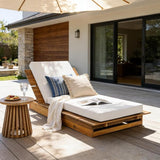 Christopher Knight Home Bard Patio Chaise Lounge Chair Outdoor, Acacia Wood Poolside Sun Lounger with 4-Thick Cushion - Photo 4