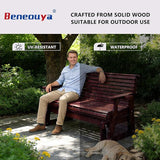 5FT Outdoor Glider with Cupholders, High Roll Back, 3-Seater Glider Chair - Photo 3