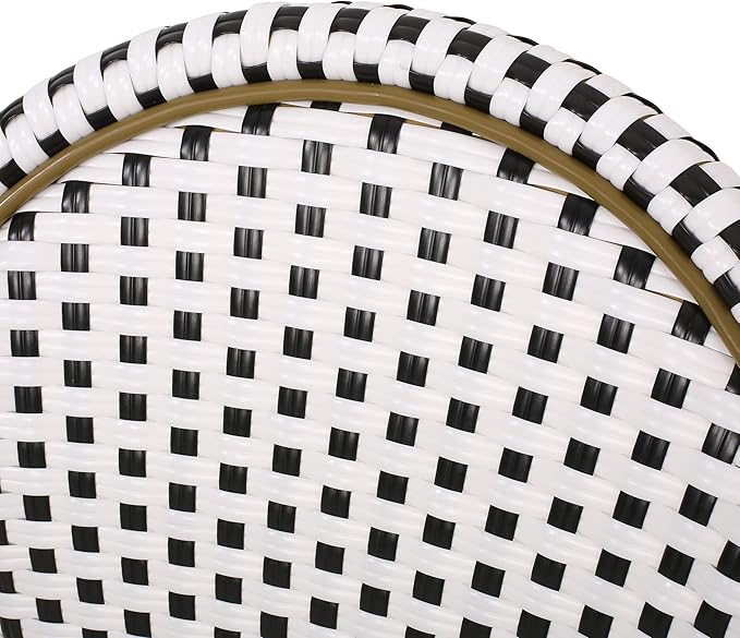Christopher Knight Home Philomena Outdoor French Bistro Chair (Set of 4), Black + White + Bamboo Print Finish - Photo 7