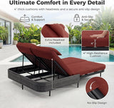 BULEXYARD 51.2" Double Chaise Lounge Outdoor, 2-Person PE Wicker Patio Daybed with Dual 5-Position Adjustable Backrest - Photo 6