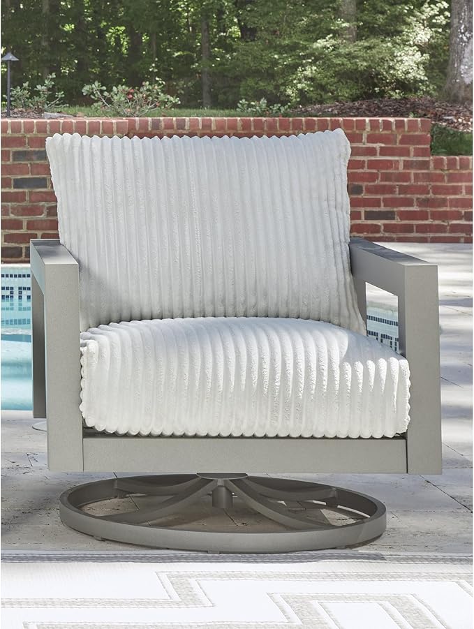 Signature Design by Ashley Moonlight View Contemporary Nuvella Weather Resistant Fabric Outdoor Swivel Chair with - Photo 2