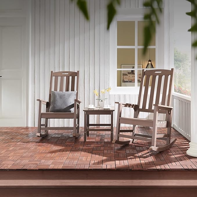 Psilvam Oversized Outdoor Side Table, 19.68" Poly Lumber Adirondack Side Table, Weather Resistant Patio Side Table for Poolside, Garden and Front Porch (Brown)