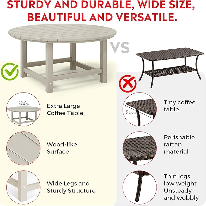 Costaelm Patio Conversation Table, Tatio Accent HDPE Outdoor Weather Resistant - Photo 4