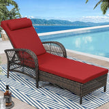 Outdoor Chaise Lounge Chair, PE Wicker Long Recliner Patio Lounge Chair with Cushion - Photo 1