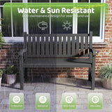 ROJIK Outdoor Bench Resin Patio Chairs Waterproof 2-Person Slatted Chairs with Sturdy Frame - Photo 5