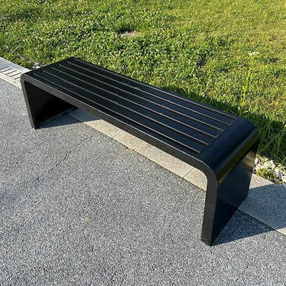LITFAD Outdoor Indoor Bench Art Deco Alloy Picnic Bench Modern Multicolor Park Bench Waterproof Metal Garden Bench for Patio, Lawn, Yard, Porch, Black, 79" L x 16" W x 18" H