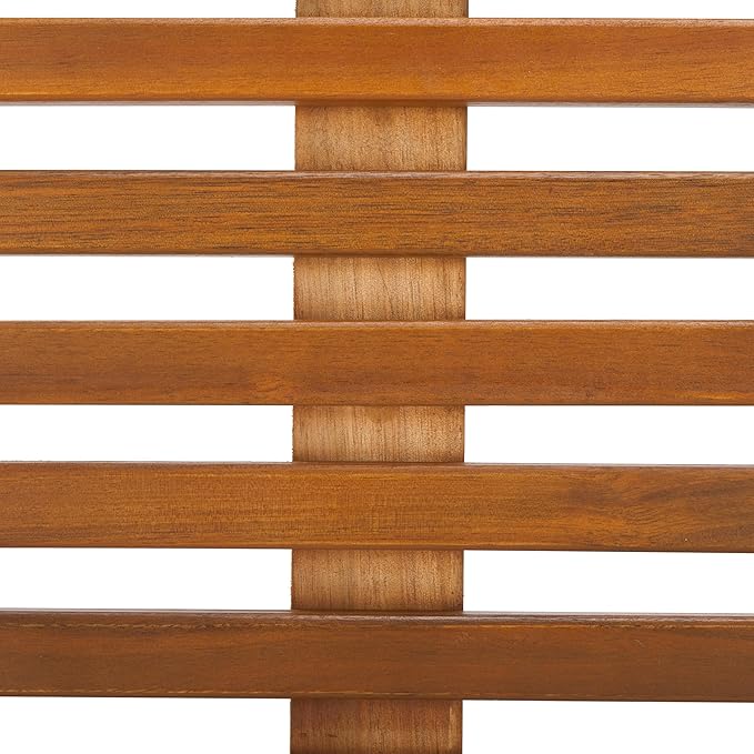 SAFAVIEH Outdoor Patio Furniture Collection – Heather Natural Brown Solid Wood Patio Bench with Black Steel Legs, 72-Inch Modern Outdoor Seating for Garden, Porch or Patio (PAT7327B)