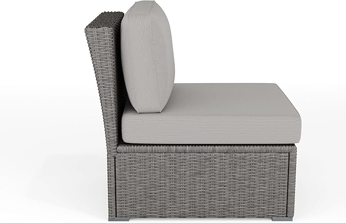 Martha Stewart Bedford Indoor-Outdoor Modular Patio Sectional Sofa Center Seat with Rattan Wicker Finish in Gray with - Photo 10