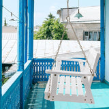 Anraja White Wooden Porch Swing 2-Seater, Bench Swing with Hanging Chains, Heavy Duty 800 LBS - Photo 6