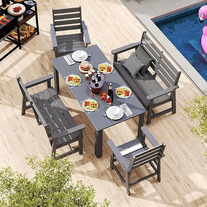 GREENVINES Outdoor Bench | HDPE | Garden Benches | All Weather | for Outdoors Patio Park Porch Outside Backyard - Photo 4