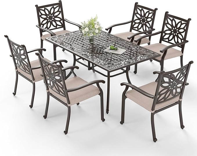Sophia & William 7 Pieces Cast Aluminium Patio Dining Furniture Set for 6 - Photo 1