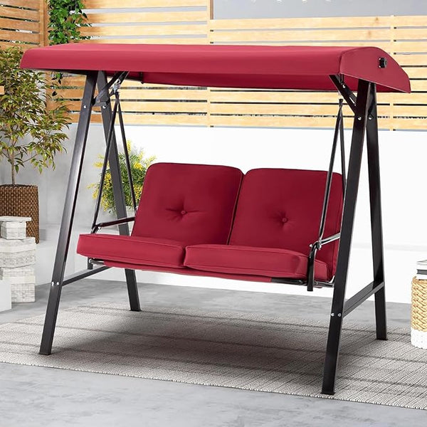 AECOJOY Outdoor Patio Swing Chair for Adults, 2-Seat Porch Swings with Adjustable Canopy - Photo 1