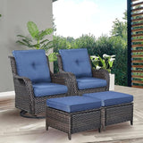 Rilyson Wicker Patio Furniture Set - 4 Piece Rattan Outdoor Sectional Conversation Sets with 2 Swivel Rocking Chairs - Photo 7