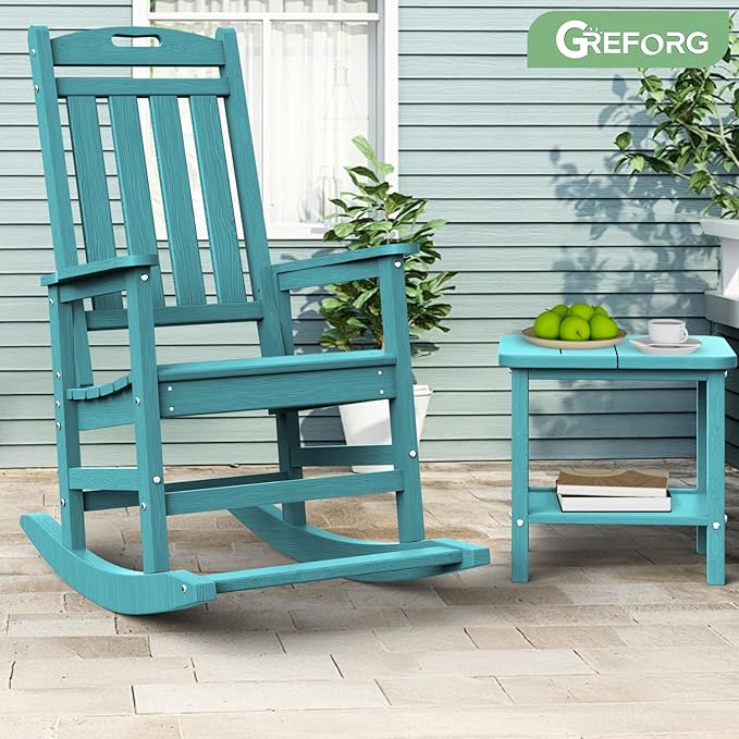 Patio Side Table, Small Rectangular HDPE Adirondack End Table for Outdoor Use in Pool, Garden, Lawn, Backyard,Aurba