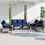 Outdoor Patio Furniture Set, 7 Piece Wicker Patio Conversation with Deep Seating, Thicken Cushions, Outdoor Club Chair - Photo 7