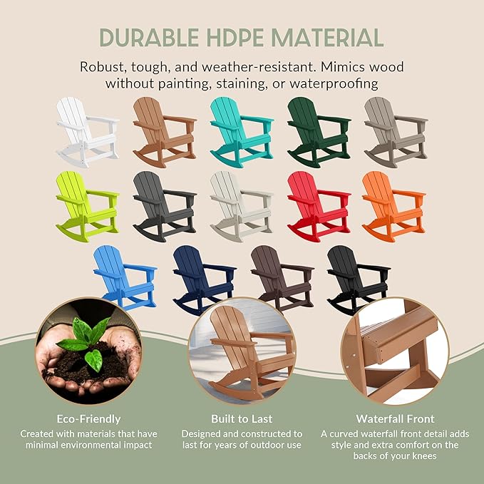 WestinTrends Malibu 2 Piece Set Outdoor/Patio Poly Adirondack Rocking Chairs (2 Seater), Teak