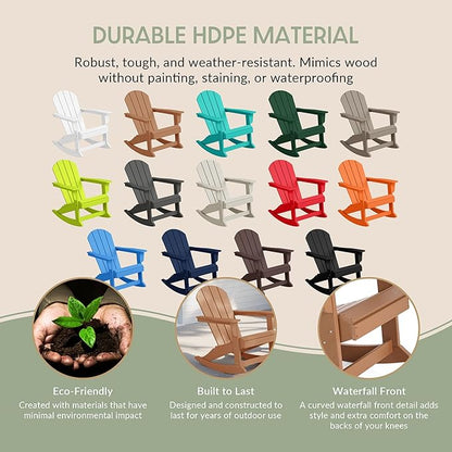 WestinTrends Malibu 2 Piece Set Outdoor/Patio Poly Adirondack Rocking Chairs (2 Seater), Teak