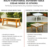 42" Cedar Wood Coffee Table, Solid Wood Farmhouse Patio Side Table, Slatted Accent Table for Garden, Deck, Lawn - Photo 5