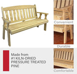 Amish Casual Outdoor Heavy Duty 800 LB Mission Pressure Treated Garden Bench(5 Foot, Unfinished) - Photo 5
