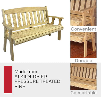 Amish Casual Outdoor Heavy Duty 800 LB Mission Pressure Treated Garden Bench(4 Foot, Unfinished)