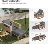 HULALA HOME Outdoor Chaise Lounges Set of 2, Solid Wood Patio Lounge Chairs with Lumbar Pillow - Photo 7